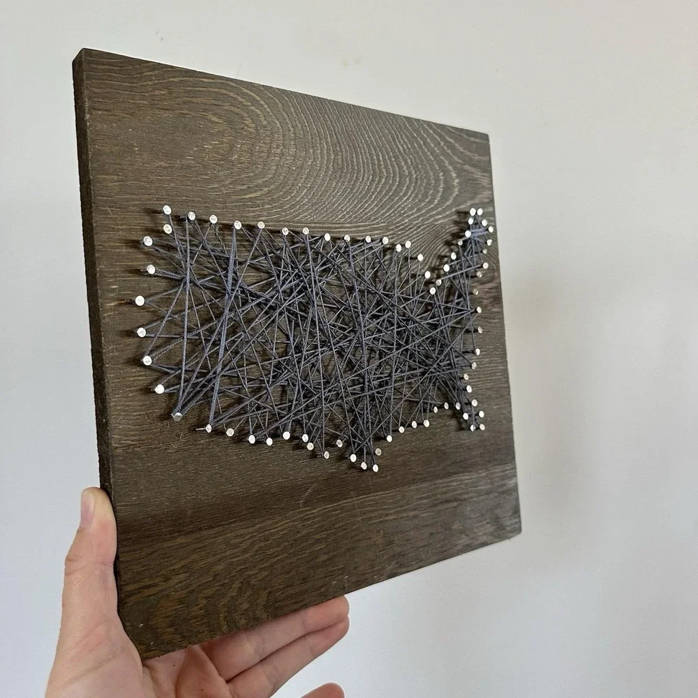 United States String‎ Nail Wall Art Wooden 10x10